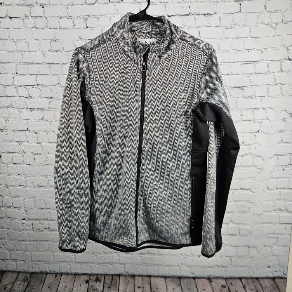 Marc New York Andrew Marc Womens Grey Herringbone Full Zip Jacket M AP8PD171
